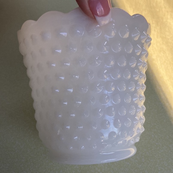 Vintage Fire king oven ware small milk glass hobnail dish A12 - Picture 8 of 12